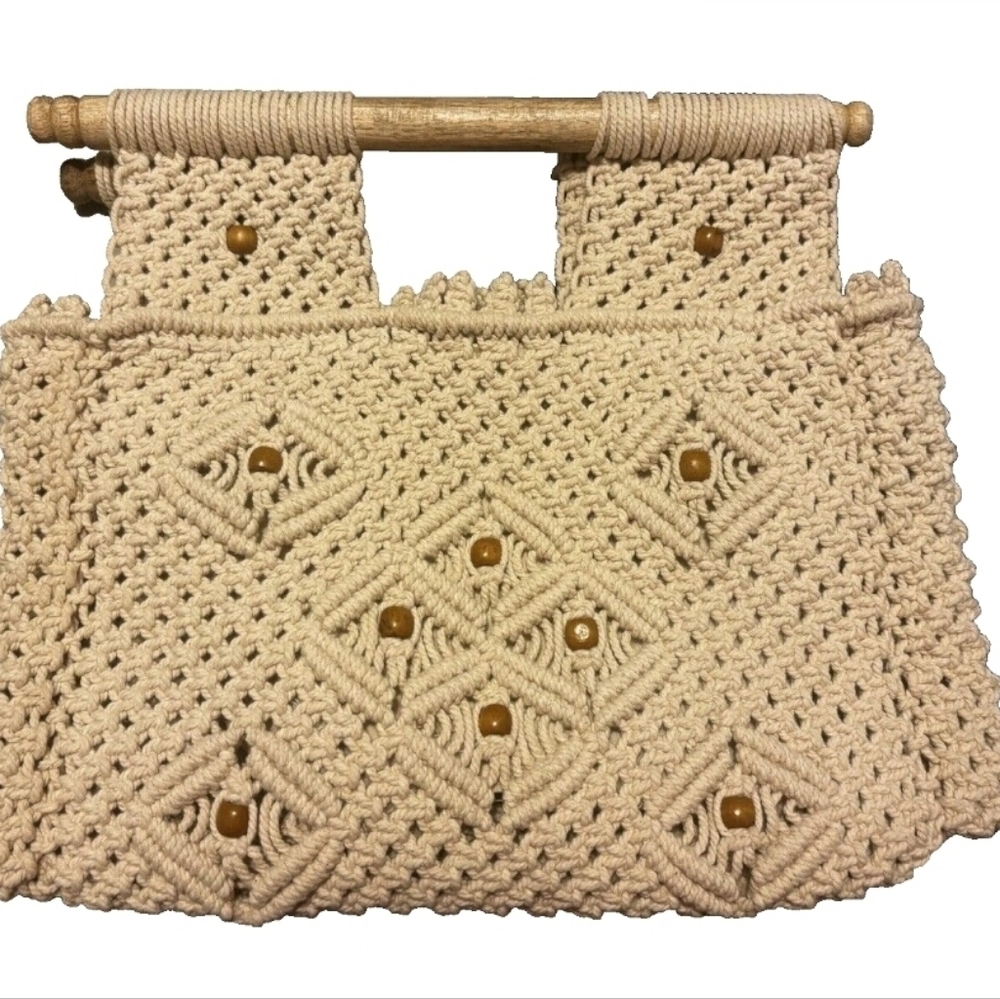 Virginia Wolf Cream Macramé Bag